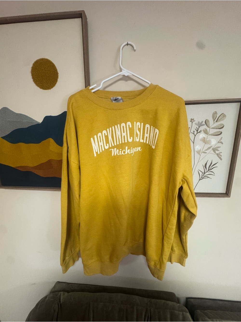 Mackinac Island Michigan Golden Yellow Crewneck Sweatshirt